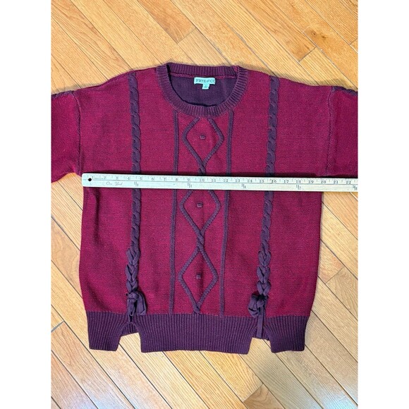 Frye and Co. Burgundy Crewneck Long Sleeve‎ Knit Sweater Women's Size L - Picture 4 of 7